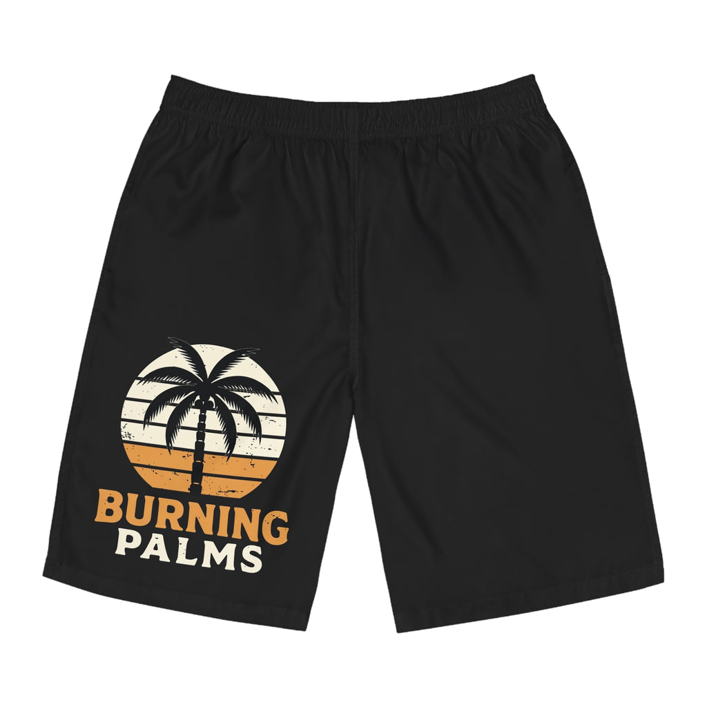 Burning Palms Retro Palm Tree Men's Board Shorts – Surf, Beach & Summer Swim Trunks