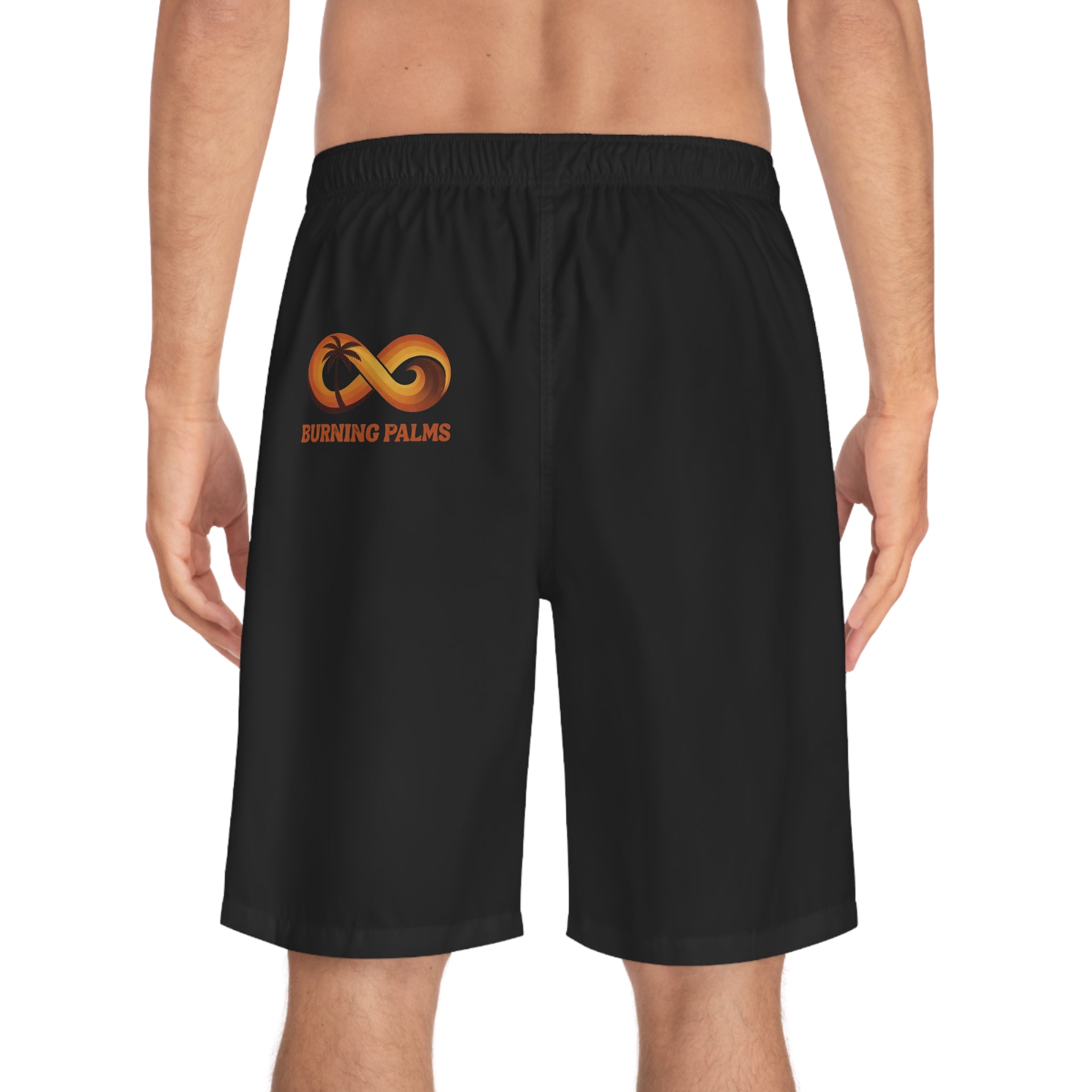 Burning Palms Retro Palm Tree Men's Board Shorts – Surf, Beach & Summer Swim Trunks