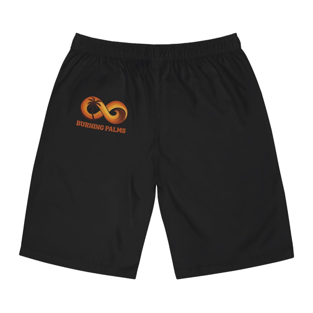 Burning Palms Retro Palm Tree Men's Board Shorts – Surf, Beach & Summer Swim Trunks